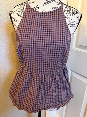 Wild Fable Plaid Sleeveless Top - Navy, Rust & Cream